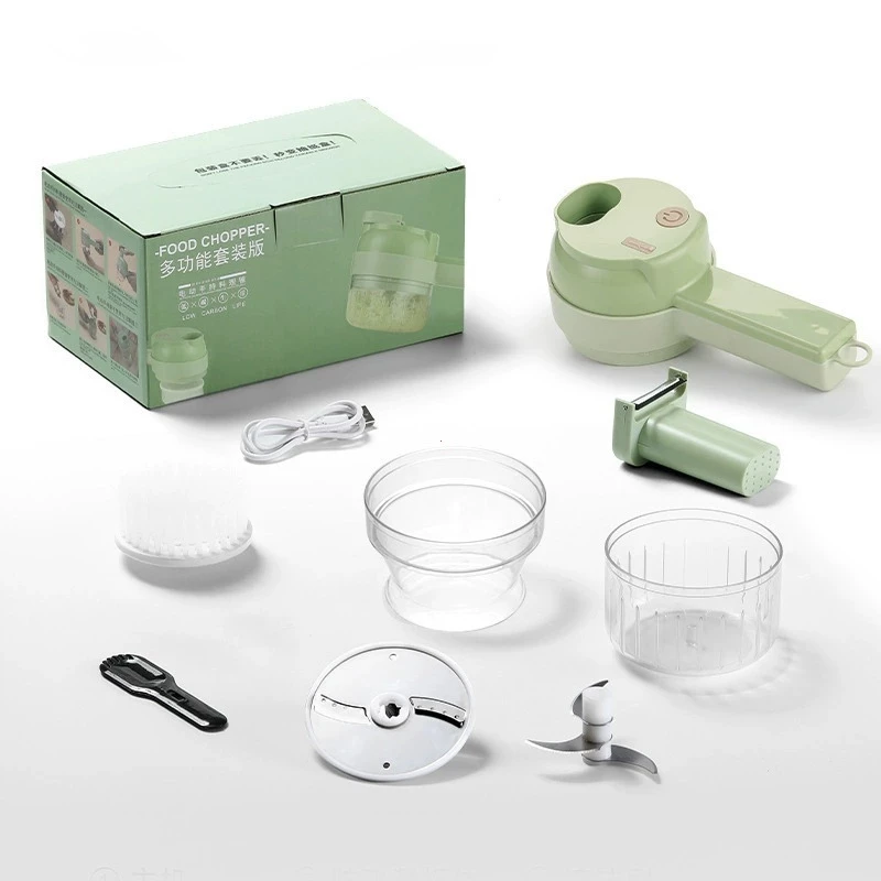 Cortador Elétrico De Legumes 4 Em 1, Sem Fio Com Carregamento USB